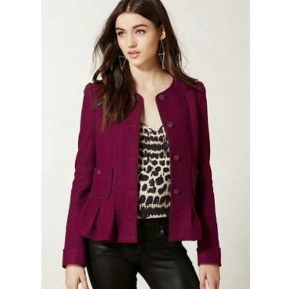 NEW Anthropologie Elevenses Raspberry Wool Jacket - Picture 2 of 8